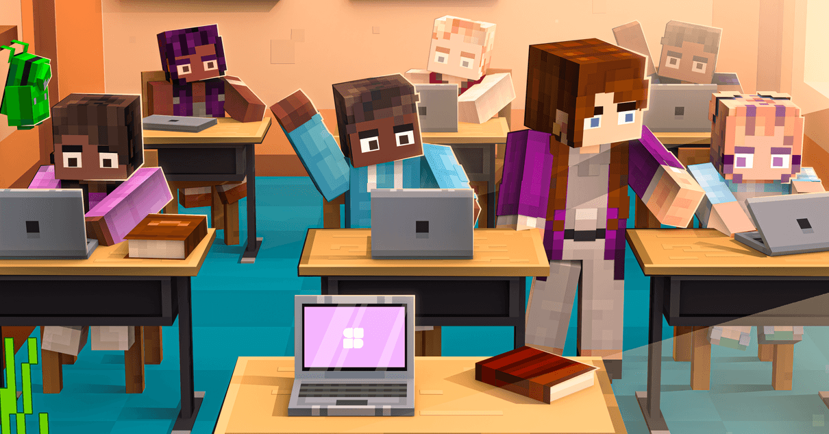 A virtual classroom inside of Minecraft